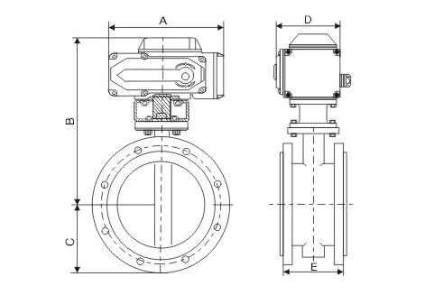 電動法蘭蝶閥結(jié)構(gòu)圖